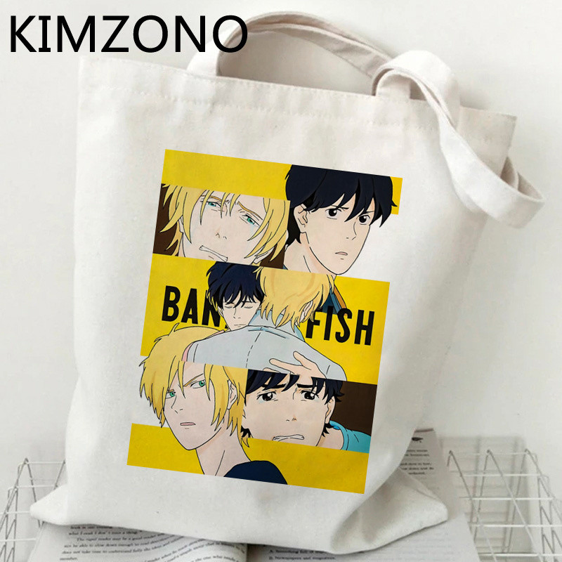 Nákupná taška Banana Fish, nákupná taška na potraviny, opakovane použiteľná, taška na nákupy, taška Sacola Tote, recyklovateľná tkaná taška