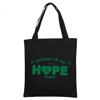 J-Hope Hope World Tote Bag Hoseok Κορεάτικες τσάντες ώμου καμβά μόδας Kpop Graphic Print Τσάντες αγορών Πακέτο Lady Girls