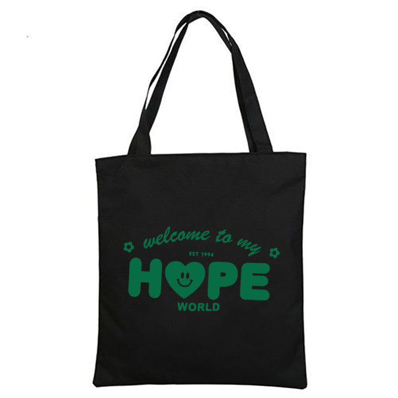 J-Hope Hope World Tote Bag Hoseok Kórejské plátené kabelky cez rameno Módne Kpop grafické potlačené nákupné tašky pre dámy a dievčatá