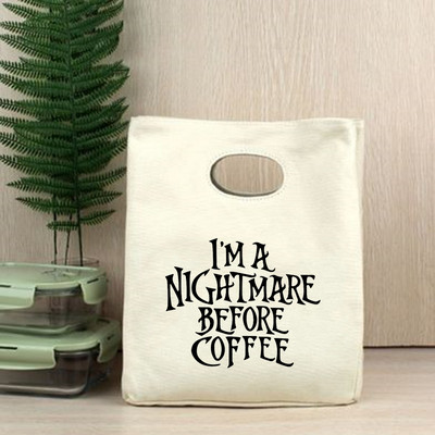 Dzīve sākas pēc kafijas pārnēsājama pusdienu soma ar siltumizolāciju Bento Box, biroja dzesētāja konteiners pārtikas uzglabāšanas maisiņš rokassomiņa