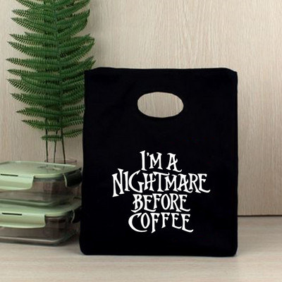 Dzīve sākas pēc kafijas pārnēsājama pusdienu soma ar siltumizolāciju Bento Box, biroja dzesētāja konteiners pārtikas uzglabāšanas maisiņš rokassomiņa