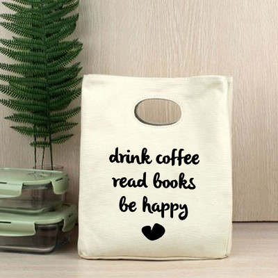 Dzīve sākas pēc kafijas pārnēsājama pusdienu soma ar siltumizolāciju Bento Box, biroja dzesētāja konteiners pārtikas uzglabāšanas maisiņš rokassomiņa