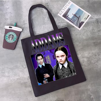 Μισώ τα πάντα Τετάρτη Addams τσάντα για ψώνια shopper bolsas de tela τσάντα χειρός καμβάς τσάντα παντοπωλείου boodschappentas δίχτυ υφασμάτινη αρπαγή