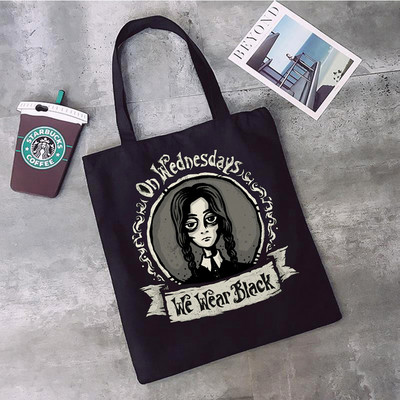 i Hate Everything Wednesday Addams sac de cumpărături shopper bolsas de tela geantă de mână canvas bag grocery boodschappentas net grab de pânză