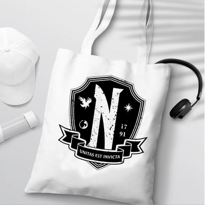 i Hate Everything Wednesday Addams sac de cumpărături shopper bolsas de tela geantă de mână canvas bag grocery boodschappentas net grab de pânză