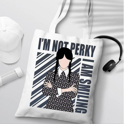 i Hate Everything Wednesday Addams sac de cumpărături shopper bolsas de tela geantă de mână canvas bag grocery boodschappentas net grab de pânză