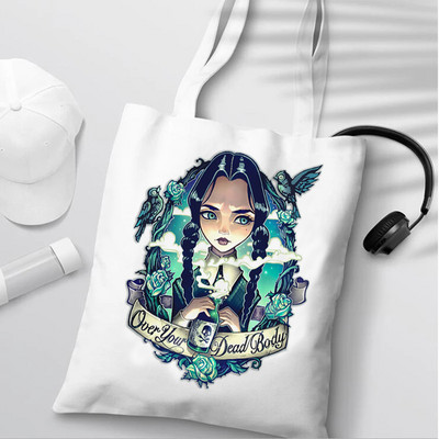 i Hate Everything Wednesday Addams sac de cumpărături shopper bolsas de tela geantă de mână canvas bag grocery boodschappentas net grab de pânză