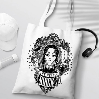 i Hate Everything Wednesday Addams sac de cumpărături shopper bolsas de tela geantă de mână canvas bag grocery boodschappentas net grab de pânză