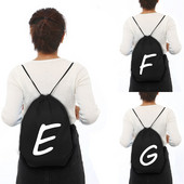 Zsinóros zacskótáska Drawstr Egyszerű betűnyomat húzózsinór táska női divat bevásárlótáskák tinédzser fiú lányok hátizsák könyves táska