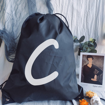 Zsinóros zacskótáska Drawstr Egyszerű betűnyomat húzózsinór táska női divat bevásárlótáskák tinédzser fiú lányok hátizsák könyves táska