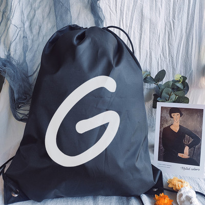 Zsinóros zacskótáska Drawstr Egyszerű betűnyomat húzózsinór táska női divat bevásárlótáskák tinédzser fiú lányok hátizsák könyves táska