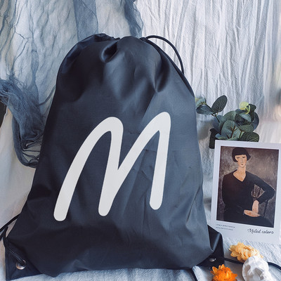 Zsinóros zacskótáska Drawstr Egyszerű betűnyomat húzózsinór táska női divat bevásárlótáskák tinédzser fiú lányok hátizsák könyves táska