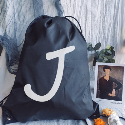 Zsinóros zacskótáska Drawstr Egyszerű betűnyomat húzózsinór táska női divat bevásárlótáskák tinédzser fiú lányok hátizsák könyves táska