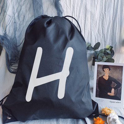 Zsinóros zacskótáska Drawstr Egyszerű betűnyomat húzózsinór táska női divat bevásárlótáskák tinédzser fiú lányok hátizsák könyves táska