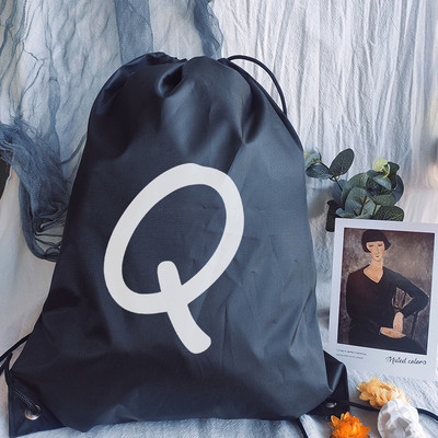 Zsinóros zacskótáska Drawstr Egyszerű betűnyomat húzózsinór táska női divat bevásárlótáskák tinédzser fiú lányok hátizsák könyves táska