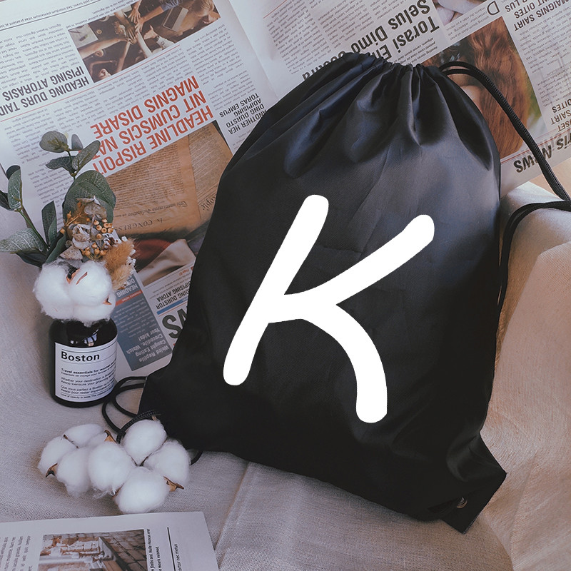 Zsinóros zacskótáska Drawstr Egyszerű betűnyomat húzózsinór táska női divat bevásárlótáskák tinédzser fiú lányok hátizsák könyves táska