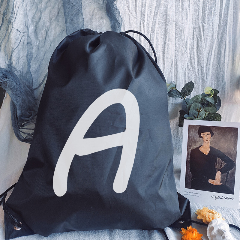 Zsinóros zacskótáska Drawstr Egyszerű betűnyomat húzózsinór táska női divat bevásárlótáskák tinédzser fiú lányok hátizsák könyves táska