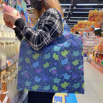 Bieza, liela iepirkumu soma Modes izturīga salokāma sieviešu plecu soma Iepirkšanās ar apdruku Videi draudzīgi uzglabāšanas iepirkumu maisiņi