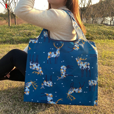 Bieza, liela iepirkumu soma Modes izturīga salokāma sieviešu plecu soma Iepirkšanās ar apdruku Videi draudzīgi uzglabāšanas iepirkumu maisiņi