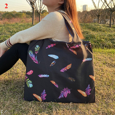 Bieza, liela iepirkumu soma Modes izturīga salokāma sieviešu plecu soma Iepirkšanās ar apdruku Videi draudzīgi uzglabāšanas iepirkumu maisiņi