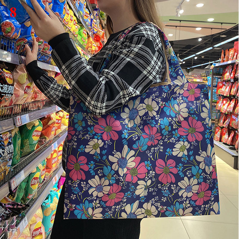 Bieza, liela iepirkumu soma Modes izturīga salokāma sieviešu plecu soma Iepirkšanās ar apdruku Videi draudzīgi uzglabāšanas iepirkumu maisiņi