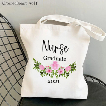 Γυναικεία τσάντα αγοραστή λεοπάρ αγάπη Nurse Printed Kawaii Bag Harajuku Shopping Canvas Shopping Shopper Τσάντα για κορίτσι Τσάντα Tote Shoulder Lady Bag