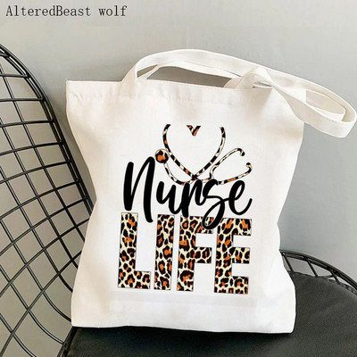 Női vásárló táska leopárd szerelem nővér nyomtatott Kawaii táska Harajuku vásárlás vászon Shopper Bag lány kézitáska Vállas női táska