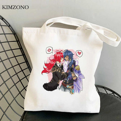 Nákupná taška Genshin Impact Keqing bolsas de tela bolso shopper shopper ekologická taška taška opakovane použiteľná nákupná taška