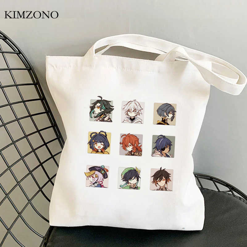 Nákupná taška Genshin Impact Keqing bolsas de tela bolso shopper shopper ekologická taška taška opakovane použiteľná nákupná taška