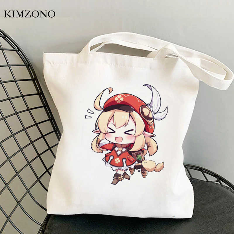 Nákupná taška Genshin Impact Keqing bolsas de tela bolso shopper shopper ekologická taška taška opakovane použiteľná nákupná taška