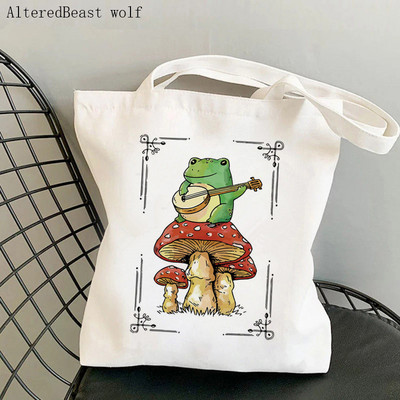 Női vásárló táska béka és Banjo nyomtatott Kawaii táska Harajuku bevásárlóvászon Shopper Bag lány kézitáska Vállas női táska