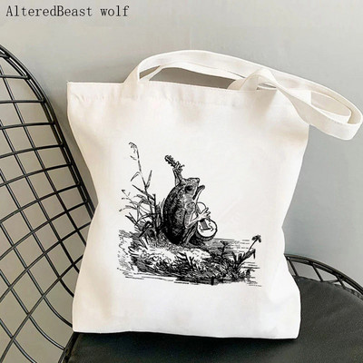 Női vásárló táska béka és Banjo nyomtatott Kawaii táska Harajuku bevásárlóvászon Shopper Bag lány kézitáska Vállas női táska