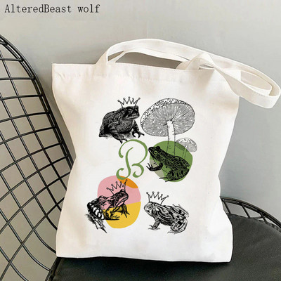 Női vásárló táska béka és Banjo nyomtatott Kawaii táska Harajuku bevásárlóvászon Shopper Bag lány kézitáska Vállas női táska