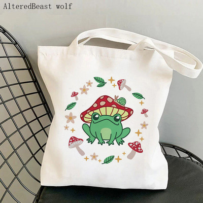 Női vásárló táska béka és Banjo nyomtatott Kawaii táska Harajuku bevásárlóvászon Shopper Bag lány kézitáska Vállas női táska