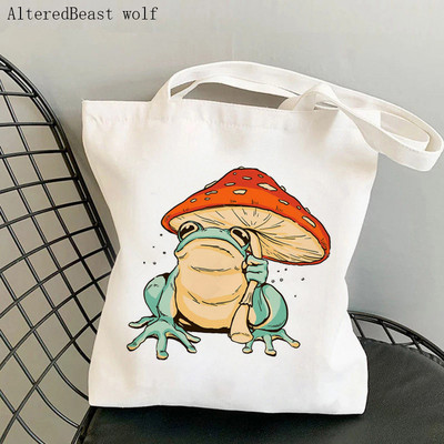 Női vásárló táska béka és Banjo nyomtatott Kawaii táska Harajuku bevásárlóvászon Shopper Bag lány kézitáska Vállas női táska