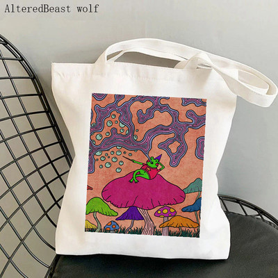 Női vásárló táska béka és Banjo nyomtatott Kawaii táska Harajuku bevásárlóvászon Shopper Bag lány kézitáska Vállas női táska