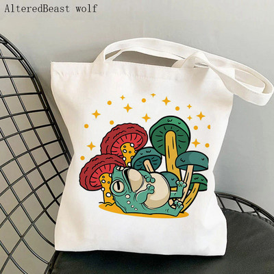 Női vásárló táska béka és Banjo nyomtatott Kawaii táska Harajuku bevásárlóvászon Shopper Bag lány kézitáska Vállas női táska