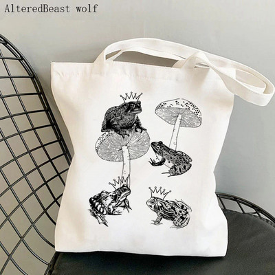 Női vásárló táska béka és Banjo nyomtatott Kawaii táska Harajuku bevásárlóvászon Shopper Bag lány kézitáska Vállas női táska
