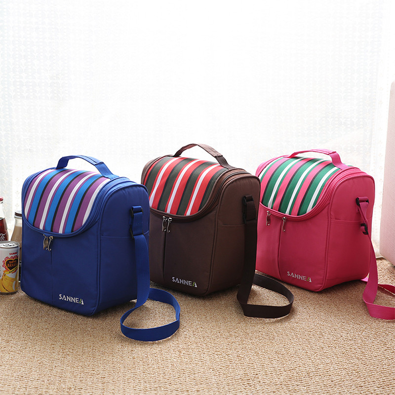 SANNE 7L Stripe Nový dizajn Chladiaca taška Polyester Vodotesná Obedár Taška Piknikový box Cestovné Úložný Termo Izolovaný Módny Chladič