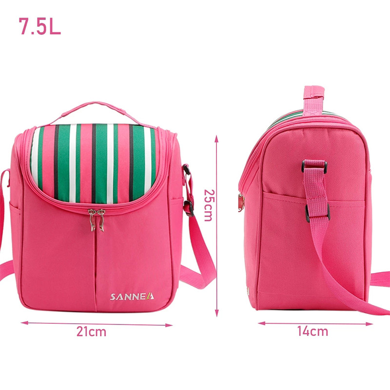 SANNE 7L Stripe Nový dizajn Chladiaca taška Polyester Vodotesná Obedár Taška Piknikový box Cestovné Úložný Termo Izolovaný Módny Chladič