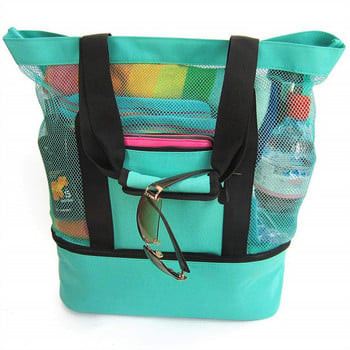 Camping Beach Mesh Tote Bag εξωτερικού χώρου με αποσπώμενη τσάντα αποθήκευσης ψυγείου Συσκευασία οργάνωσης πολυλειτουργική αδιάβροχη τσάντα πλάτης