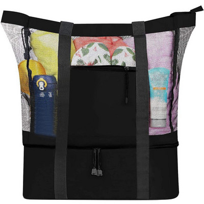 Outdoor Camping Beach Hálós hordtáska levehető hűtőtáskával Csomagolás szervező Többfunkciós vízálló hátizsák táska