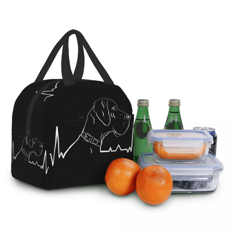 Great Dane Heartbeat hordozható ebéddobozok nőknek Szivárgásmentes német masztiff Deutsche Dogge Thermal Cooler élelmiszer ebédtáska