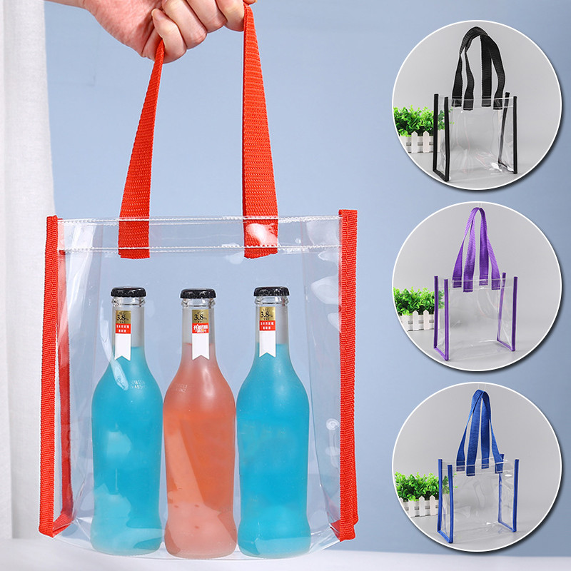 Női átlátszó PVC hordtáska kézitáska könnyű felső fogantyús bevásárlótáska vízálló PVC átlátszó bevásárlótáskák váll kézitáska