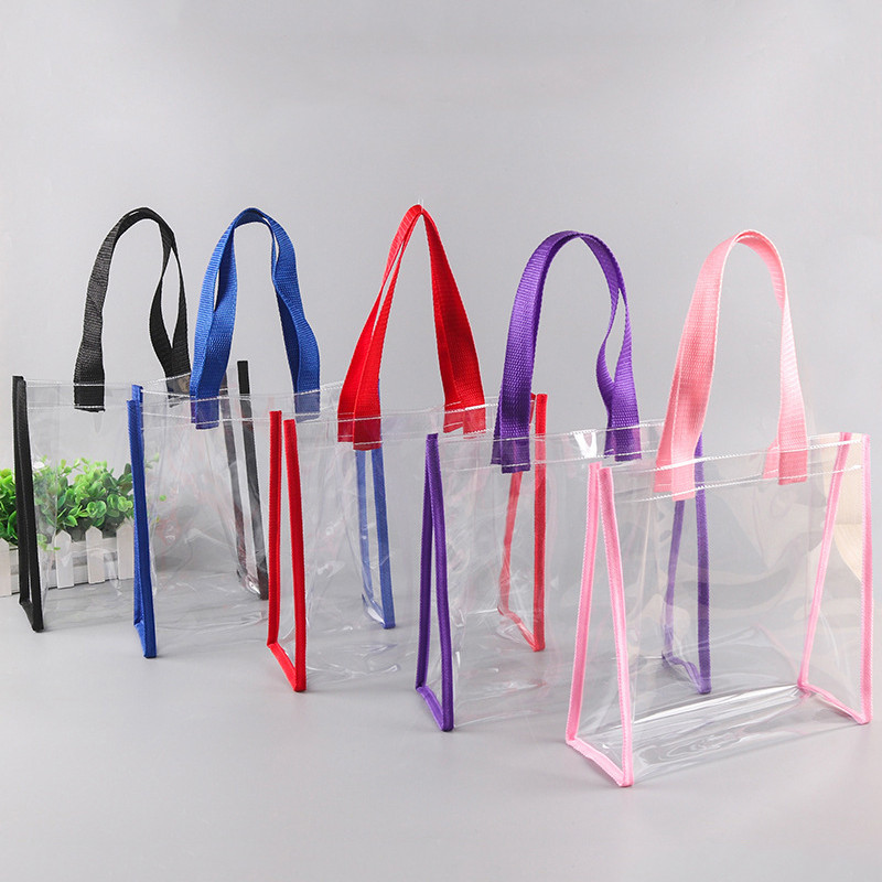 Női átlátszó PVC hordtáska kézitáska könnyű felső fogantyús bevásárlótáska vízálló PVC átlátszó bevásárlótáskák váll kézitáska