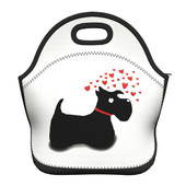 Scottie Dog Love Hearts Neoprēna pusdienu kaste Daudzfunkcionāls skotu terjers Cooler Termiski izolēta pusdienu soma Biroja darbs