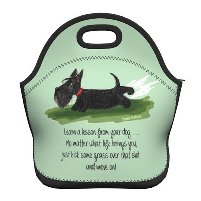 Scottie Dog Love Hearts Neoprēna pusdienu kaste Daudzfunkcionāls skotu terjers Cooler Termiski izolēta pusdienu soma Biroja darbs