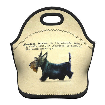 Scottie Dog Love Hearts Neoprēna pusdienu kaste Daudzfunkcionāls skotu terjers Cooler Termiski izolēta pusdienu soma Biroja darbs