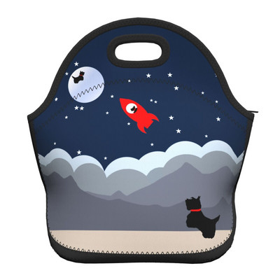 Scottie Dog Love Hearts Neoprēna pusdienu kaste Daudzfunkcionāls skotu terjers Cooler Termiski izolēta pusdienu soma Biroja darbs