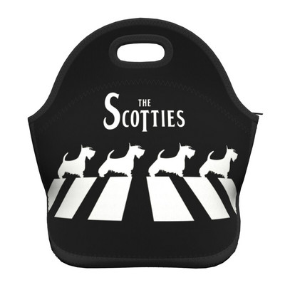 Scottie Dog Love Hearts Neoprēna pusdienu kaste Daudzfunkcionāls skotu terjers Cooler Termiski izolēta pusdienu soma Biroja darbs